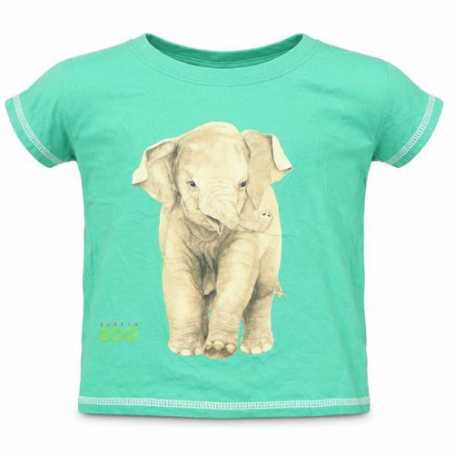Traditional Craftwear Boys Green Elephant Dublin Zoo Cotton T-Shirt 3-4 Years