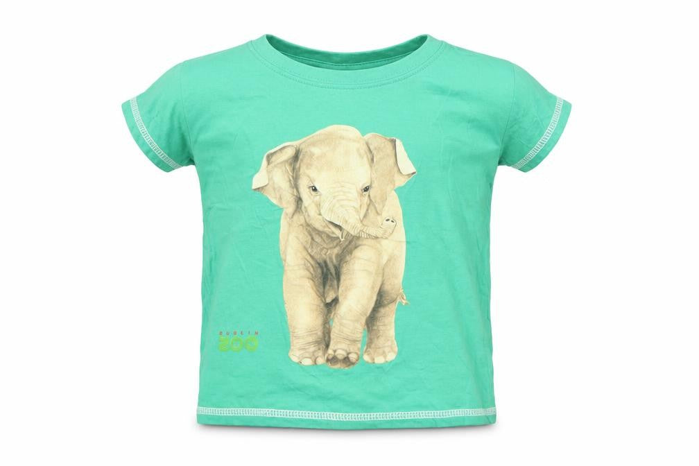 Traditional Craftwear Boys Green Elephant Dublin Zoo Cotton T-Shirt 3-4 Years