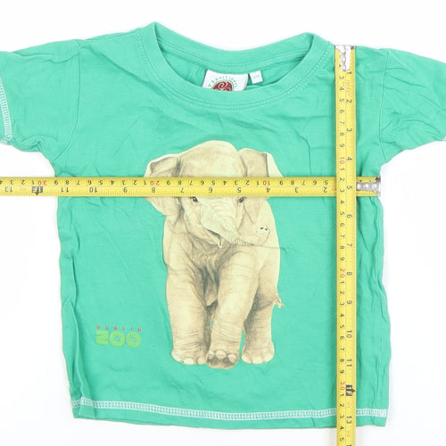 Traditional Craftwear Boys Green Elephant Dublin Zoo Cotton T-Shirt 3-4 Years