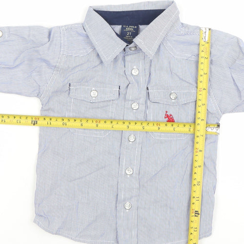 U.S. Polo Assn. Boys Blue Striped Button-Up Shirt 2 Years Long Sleeve