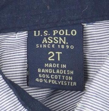 U.S. Polo Assn. Boys Blue Striped Button-Up Shirt 2 Years Long Sleeve