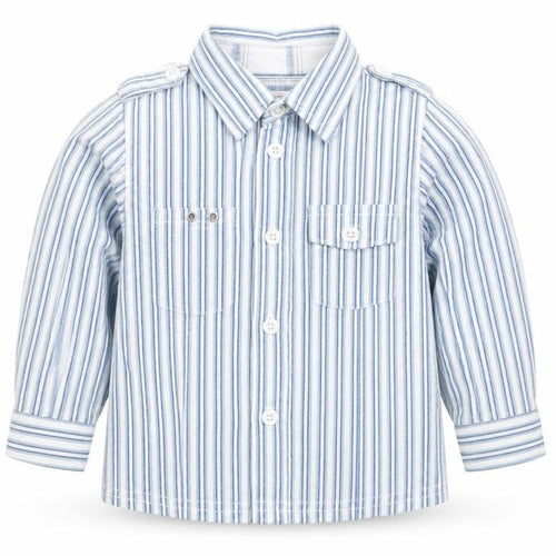 Name It Boys Blue Striped Cotton Long Sleeve Button-Up Shirt 9-12 Months