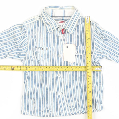 Name It Boys Blue Striped Cotton Long Sleeve Button-Up Shirt 9-12 Months