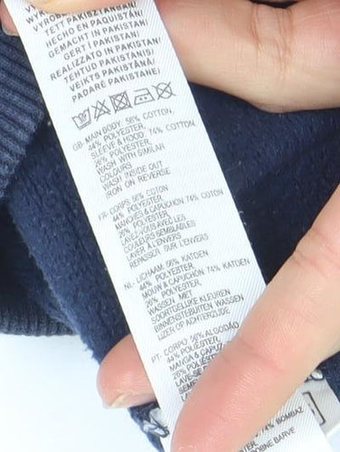 SoulCal & Co Boys Navy Grey Pullover Hoodie Age 9-10 Years Cotton Blend