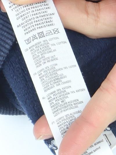 SoulCal & Co Boys Navy Grey Pullover Hoodie Age 9-10 Years Cotton Blend