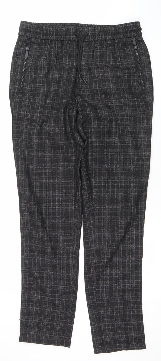 River Island Men's Black Check Slim Fit Joggers 32W 34L
