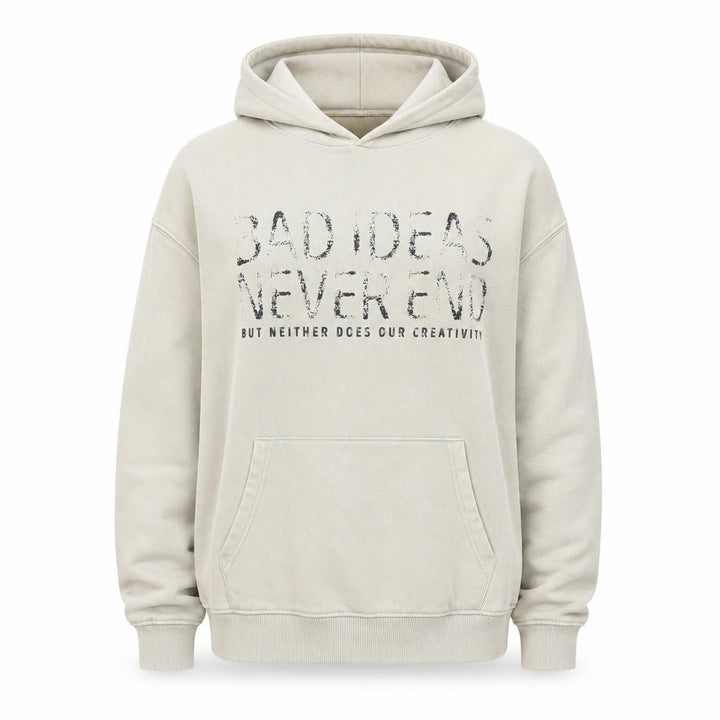 Pull&Bear Women Beige Pullover Hoodie L Graphic Cotton Blend