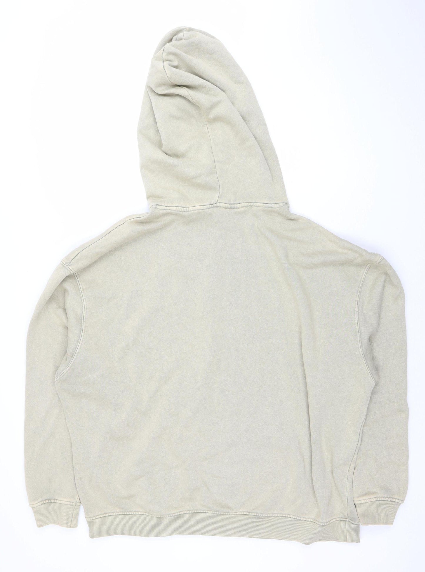 Pull & Bear Women Beige Pullover Hoodie L Graphic Cotton Blend