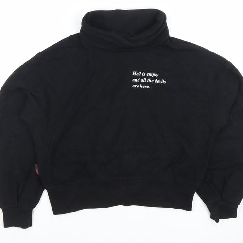 PLNY LALA Womens Black XS Pullover Sweatshirt with Quote Print