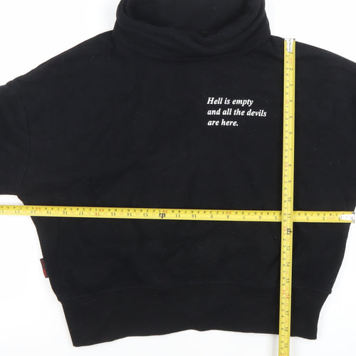 PLNY LALA Womens Black XS Pullover Sweatshirt with Quote Print