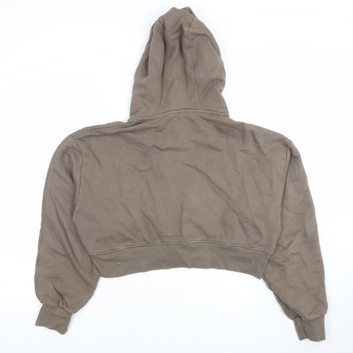 Good For Nothing Women Brown Cropped Full Zip Hoodie Size S 100% Cotton