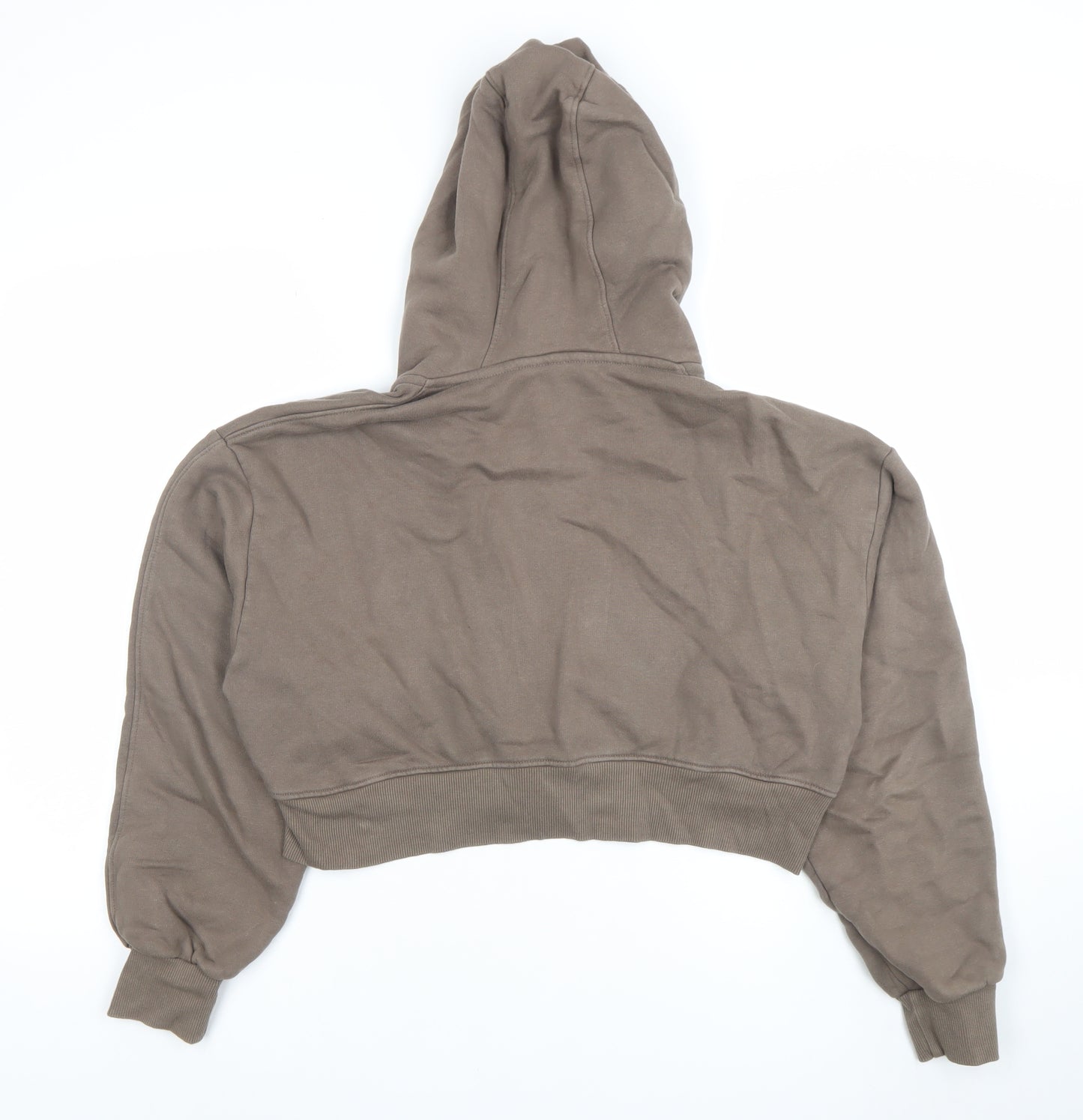 Good For Nothing Women Brown Cropped Full Zip Hoodie Size S 100% Cotton