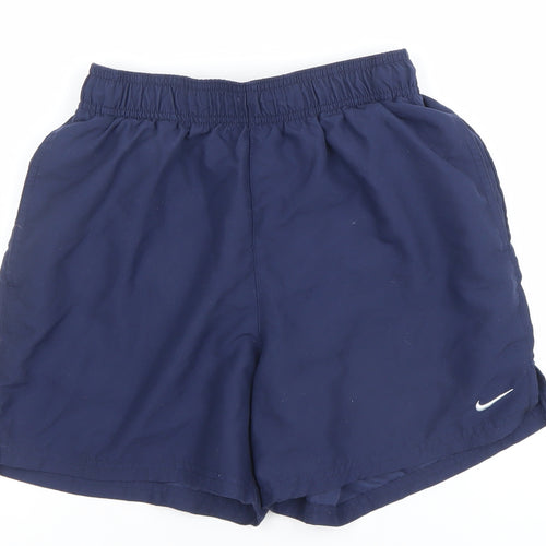 Nike Boys Blue Small Athletic Running Shorts Elastic Waist 100% Polyester
