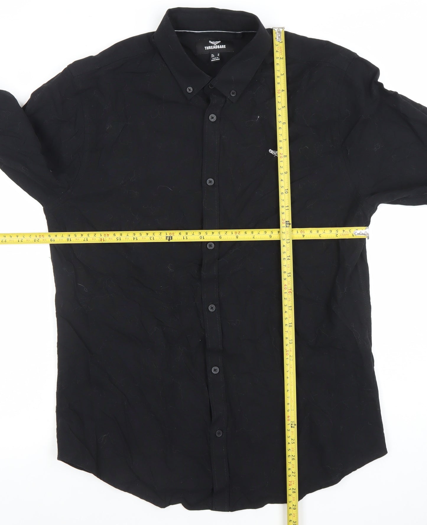 Threadbare Men's Black Button-Down Long Sleeve Casual Cotton Shirt M
