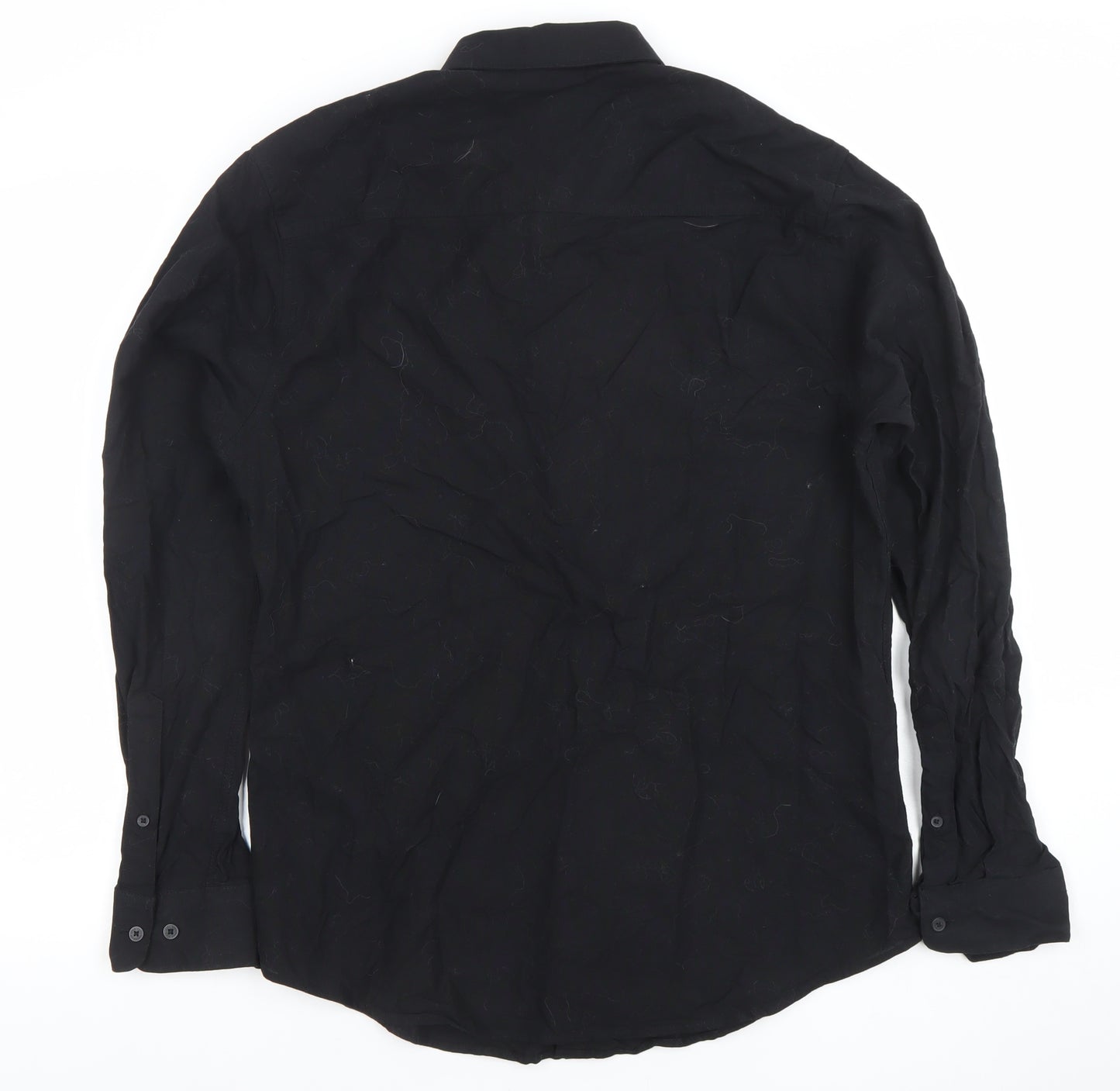 Threadbare Men's Black Button-Down Long Sleeve Casual Cotton Shirt M