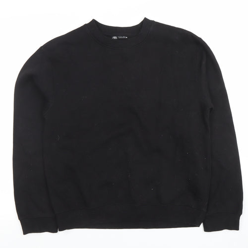 ZARA Men's Black Crew Neck Sweatshirt Size S Regular Fit