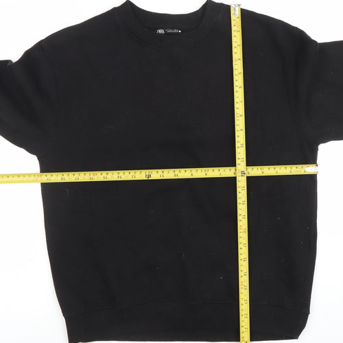 ZARA Men's Black Crew Neck Sweatshirt Size S Regular Fit
