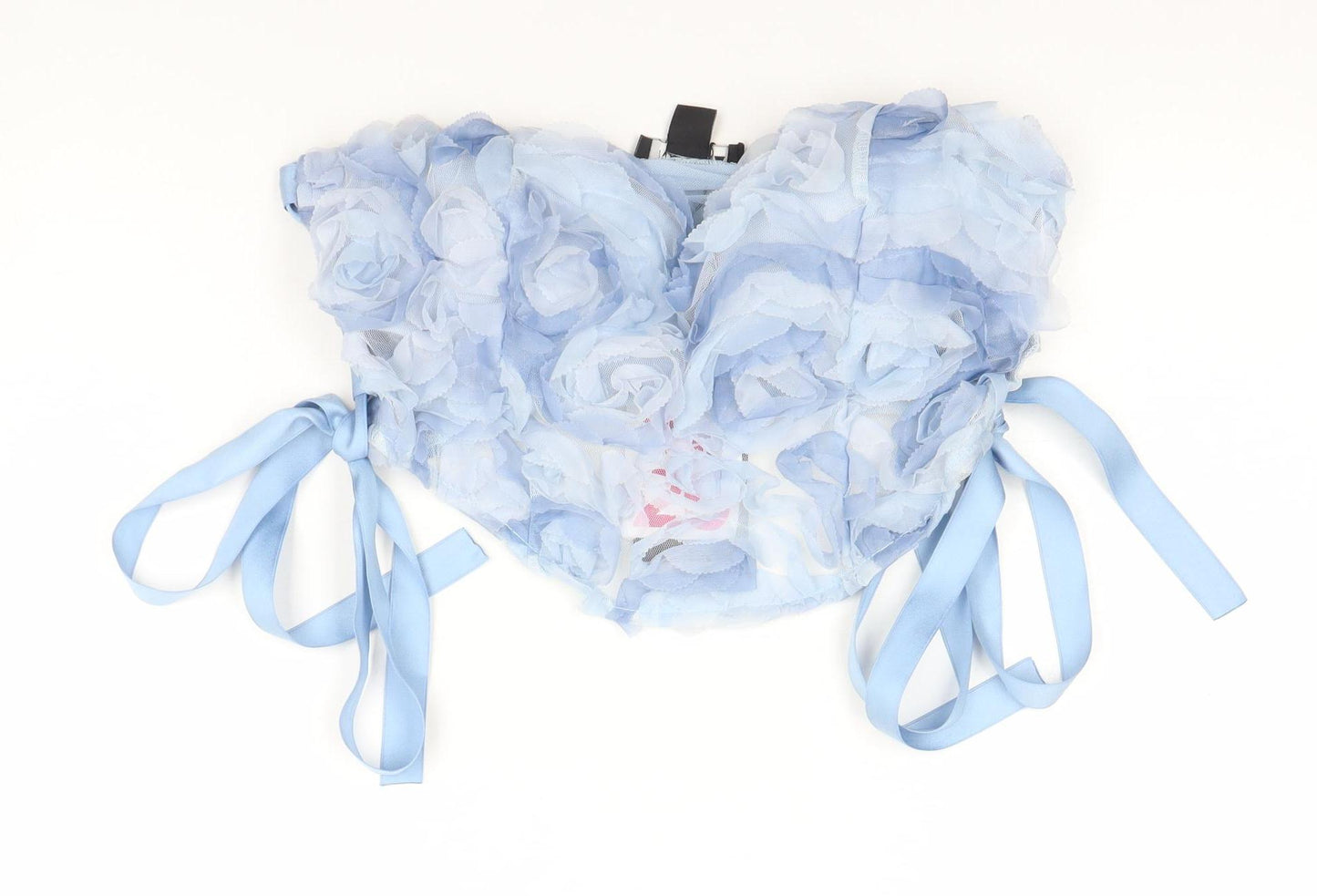 NANANA Womens Blue Floral Mesh Ruffle Camisole Top UK 12