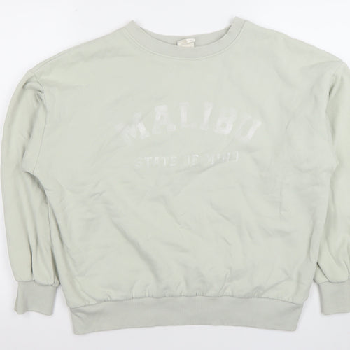 H&M Women’s Beige Pullover Sweatshirt XS Regular Fit Casual Crew Neck