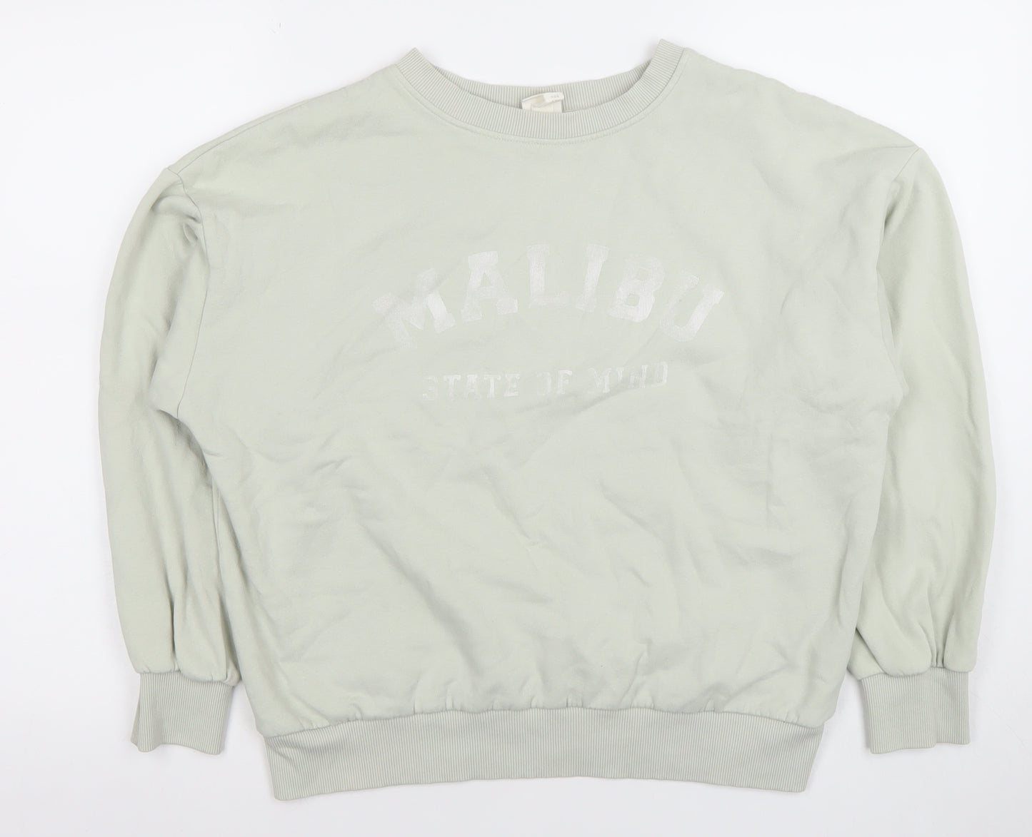 H&M Women’s Beige Pullover Sweatshirt XS Regular Fit Casual Crew Neck