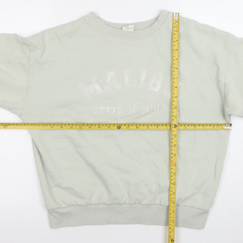 H&M Women’s Beige Pullover Sweatshirt XS Regular Fit Casual Crew Neck