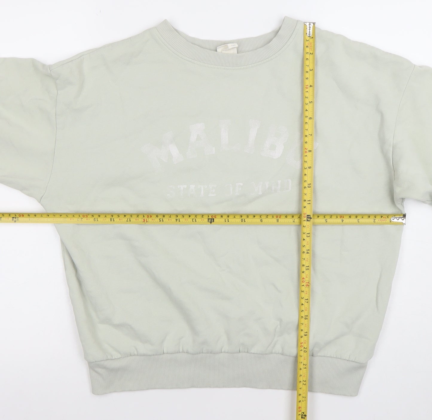H&M Women’s Beige Pullover Sweatshirt XS Regular Fit Casual Crew Neck
