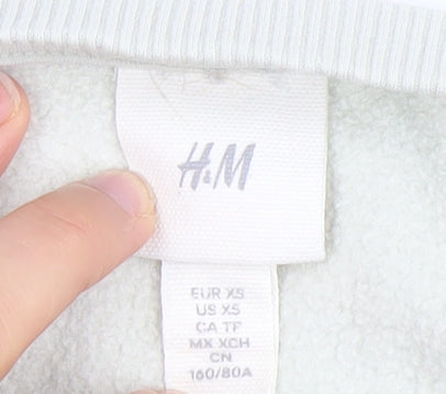 H&M Women’s Beige Pullover Sweatshirt XS Regular Fit Casual Crew Neck