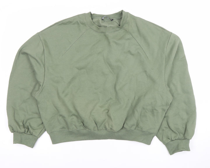 ZARA Womens Green Crew Neck Pullover Sweatshirt Size 8 Cotton Blend