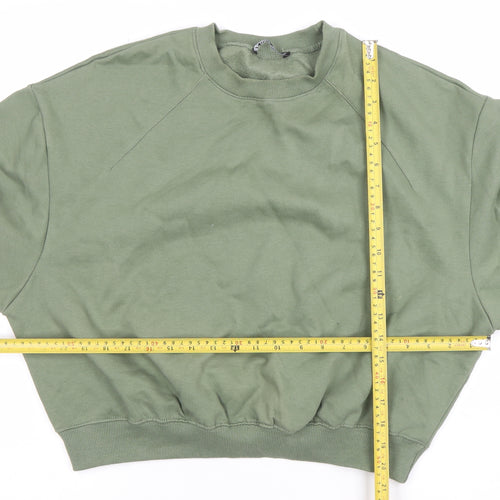 ZARA Womens Green Crew Neck Pullover Sweatshirt Size 8 Cotton Blend