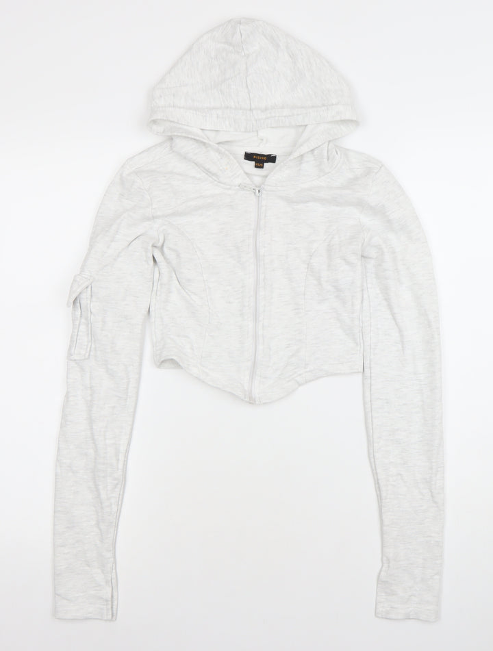 Rising Women’s Light Grey Full Zip Hoodie XS/S Cotton Blend