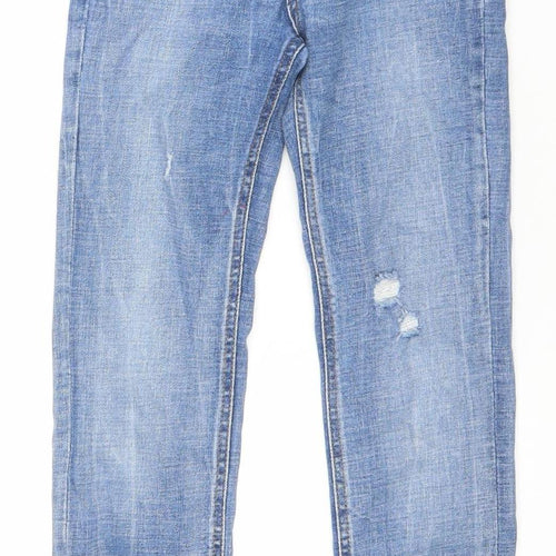 Stradivarius Women Blue Skinny Super High Waist Distressed Jeans UK 4