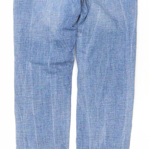 Stradivarius Women Blue Skinny Super High Waist Distressed Jeans UK 4