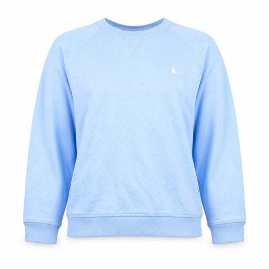 Front view of Jack Wills Women Blue Crew Neck Long Sleeve Pullover Sweatshirt UK 4