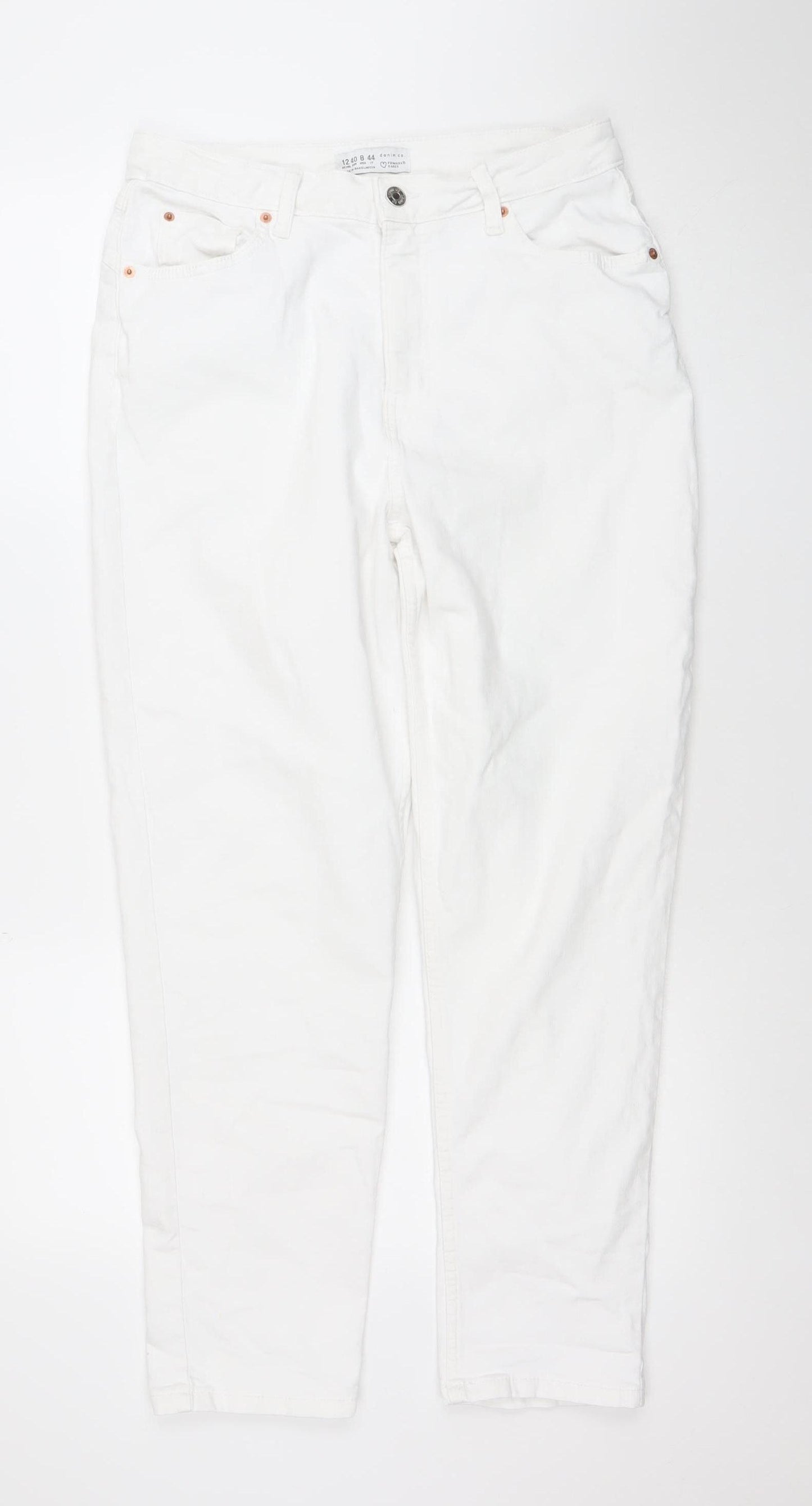 Primark Women’s White Straight Leg Mid Rise Jeans Size 12