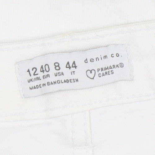 Primark Women’s White Straight Leg Mid Rise Jeans Size 12