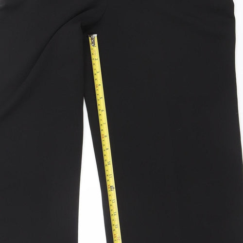 F&F Women Black UK 12 Cropped Trousers Elastic Waist Gold Rings