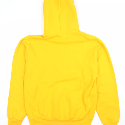 ATC Mens Yellow Pullover Hoodie S Graphic Rose Print Fleece