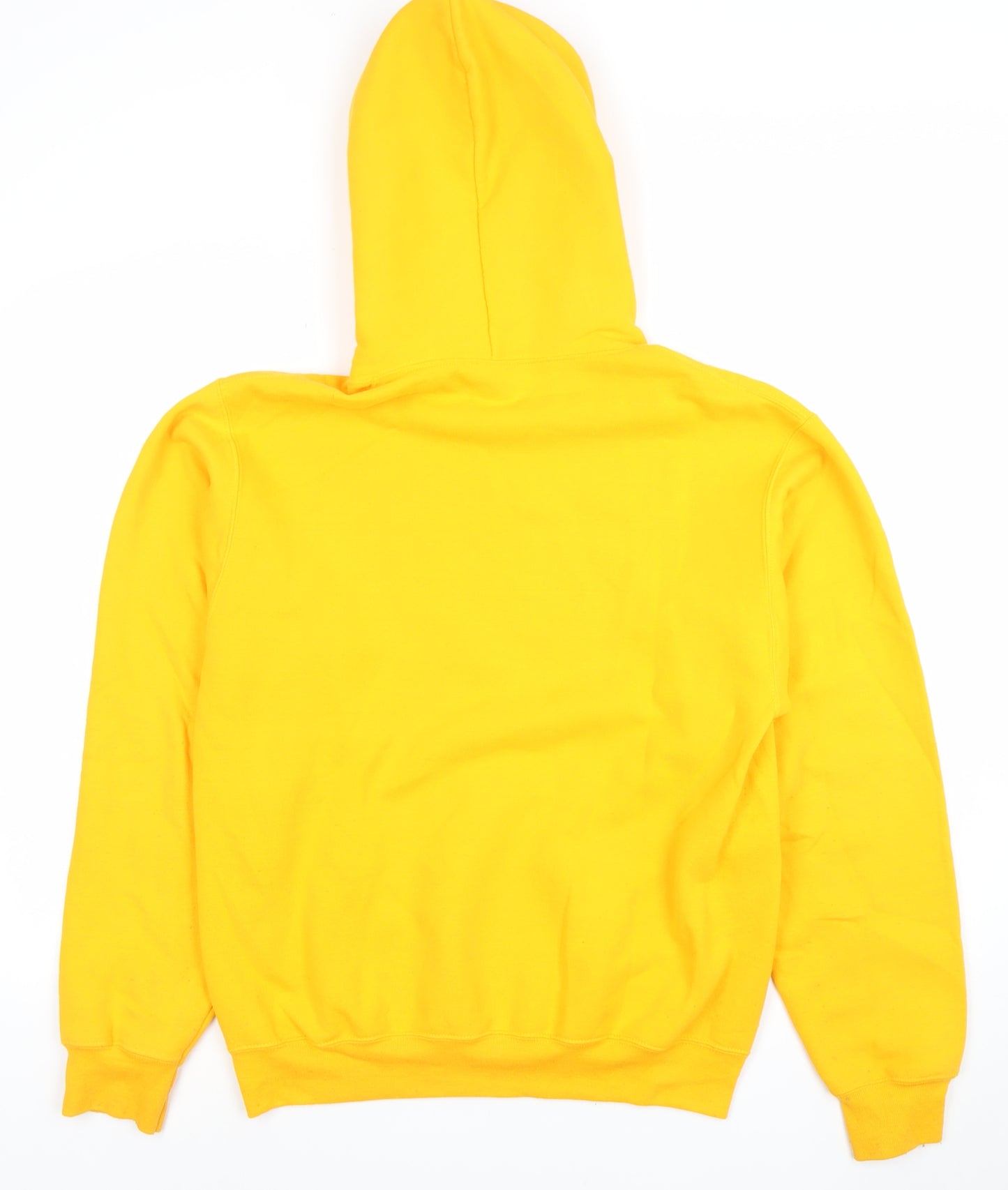 ATC Mens Yellow Pullover Hoodie S Graphic Rose Print Fleece