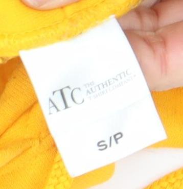 ATC Mens Yellow Pullover Hoodie S Graphic Rose Print Fleece