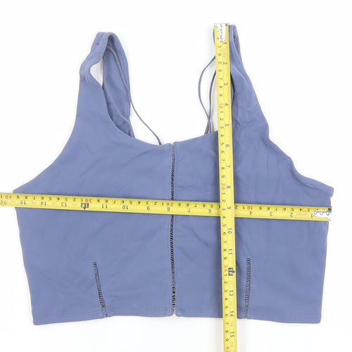 Nike Women Blue Dri-FIT Cropped Tank Top L Lightweight Stretch Gym