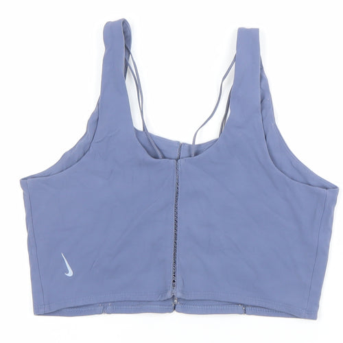 Nike Women Blue Dri-FIT Cropped Tank Top L Lightweight Stretch Gym