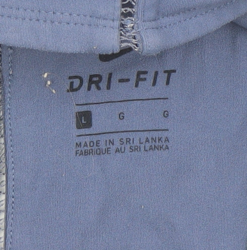 Nike Women Blue Dri-FIT Cropped Tank Top L Lightweight Stretch Gym