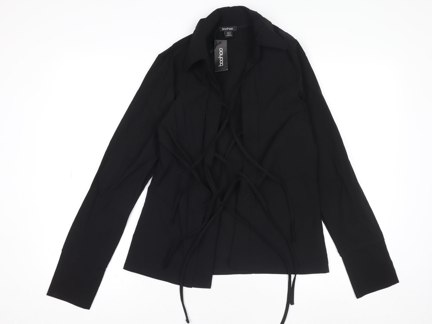 Boohoo Women’s Black Size 10 Long Sleeve Slim Fit Suit Top