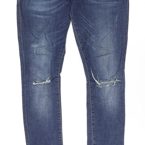 River Island Men’s Blue Distressed Skinny Fit Jeans 32R