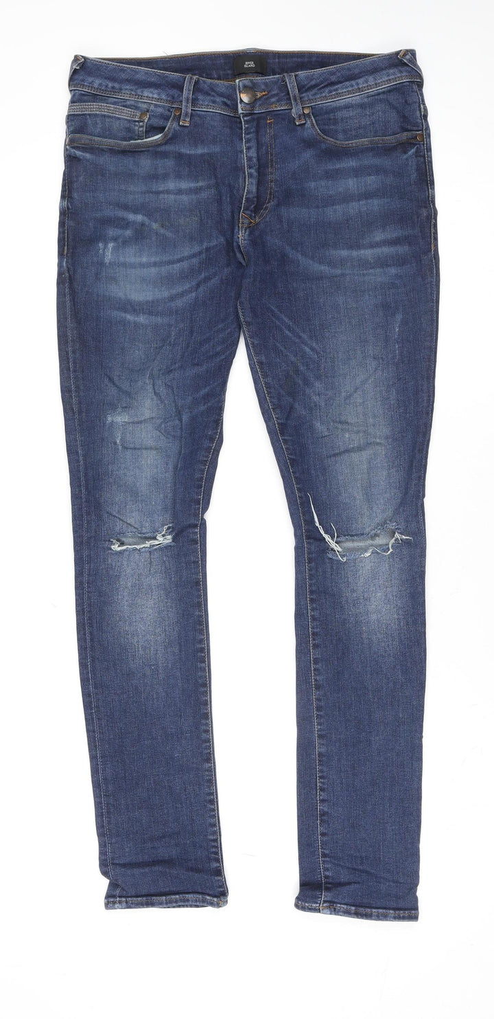 River Island Men’s Blue Distressed Skinny Fit Jeans 32R