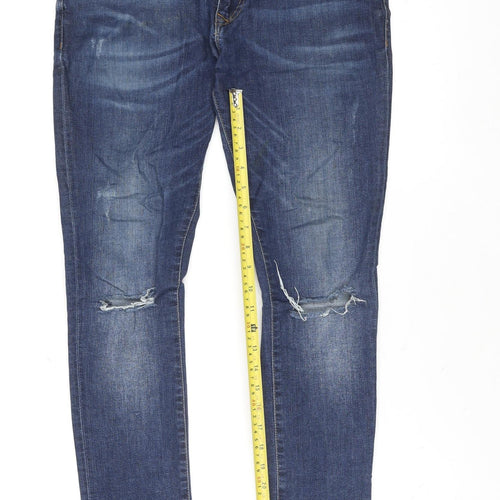 River Island Men’s Blue Distressed Skinny Fit Jeans 32R