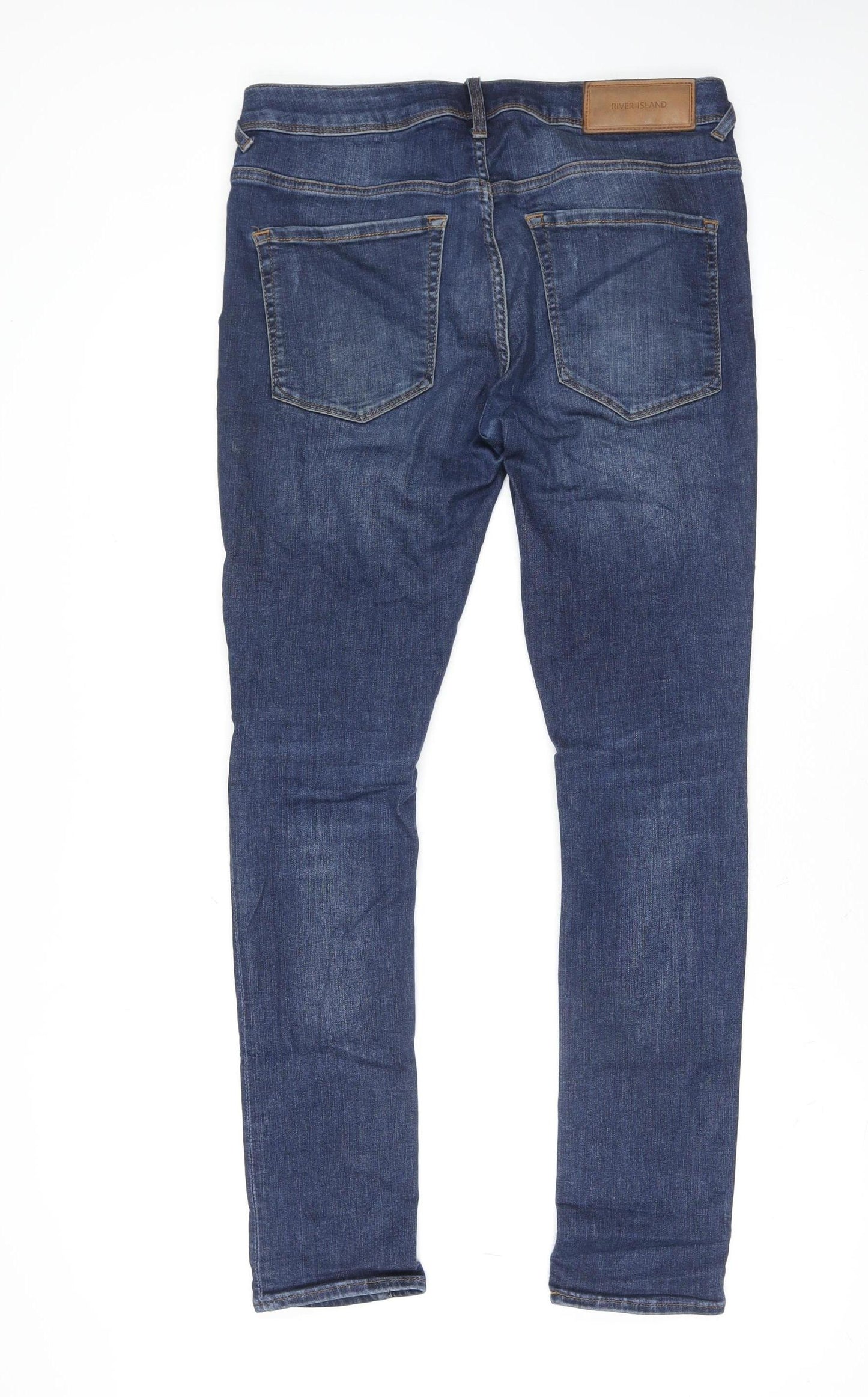 River Island Men’s Blue Distressed Skinny Fit Jeans 32R