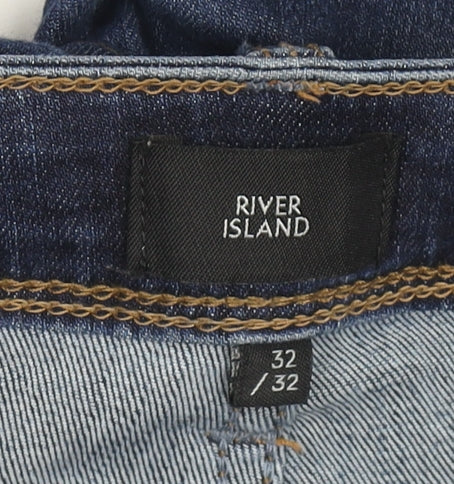 River Island Men’s Blue Distressed Skinny Fit Jeans 32R