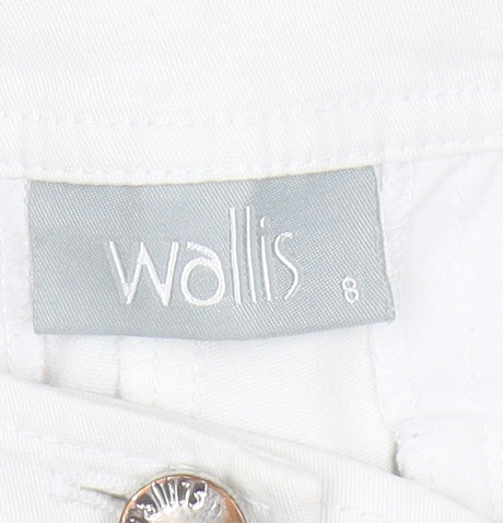 Wallis Women White Slim Fit Capri Jeans Size 8 Stretch Cotton
