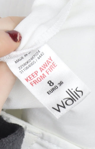 Wallis Women White Slim Fit Capri Jeans Size 8 Stretch Cotton